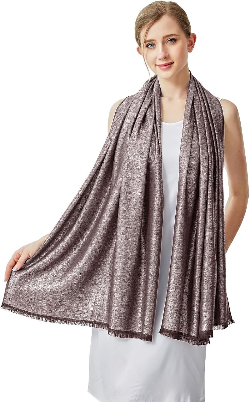 vimate Sparkling Metallic Pashmina Shawl Wraps Scarf for Evening Party Bridal Wedding Formal Dresses - Image 1